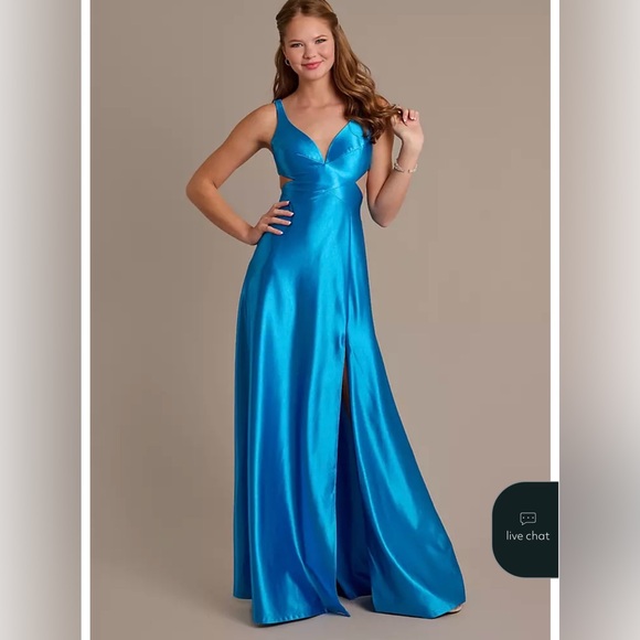 Jules & Cleo Dresses & Skirts - Elegant Blue Satin Evening Gown